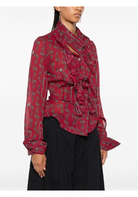 Camicia Wizard con ruches in rosso Vivienne westwood - donna VIVIENNE WESTWOOD | 1501005KW00R2H307